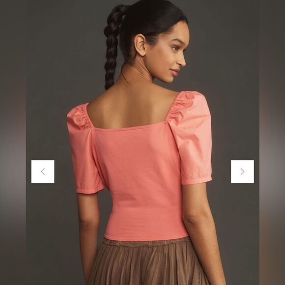 Anthropologie Puff-Sleeve Wrap Top Size Large - Picture 3 of 4